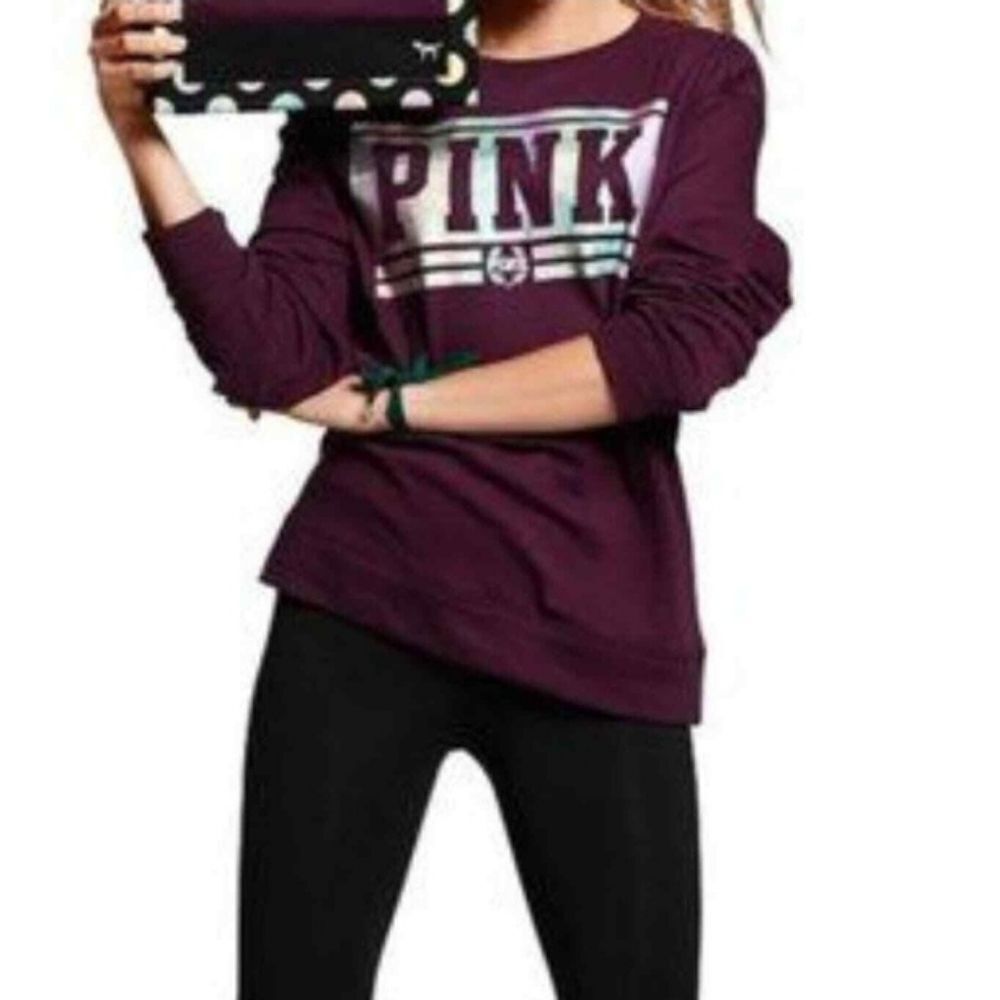 Pink Brand Medium Burgundy Long Sleeve Top Crewneck Sweatshirt Womens Cozy
